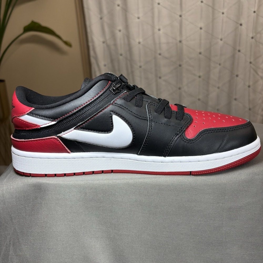 Jordan Air Jordan 1 Low Men's Low Top Leather Lace-Up Basketball Black/Red 10.5 - Picture 5 of 14